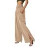 XUNRYAN Women's Cotton Linen Wide Leg Pants Summer Casual High Waisted Boho Palazzo Pants Baggy Lounge Trousers w Pockets view 4