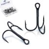 FishTrip 25pcs Fishing Treble Hooks, High Carbon Steel Triple Fishing Hooks with Ultra Brabed Sharp for Saltwater Freshwater Black, Treble Hook for Bass Trout Fishing Lures Replacement Size 8 view 1