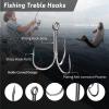 FishTrip 25pcs Fishing Treble Hooks, High Carbon Steel Triple Fishing Hooks with Ultra Brabed Sharp for Saltwater Freshwater Black, Treble Hook for Bass Trout Fishing Lures Replacement Size 8 view 2