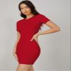 Dresses for Women Women's Dress Solid Bodycon Dress Dresses (Color : Red, Size : Large) view 1