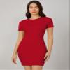 Dresses for Women Women's Dress Solid Bodycon Dress Dresses (Color : Red, Size : Large) view 4