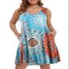 BELAROI Plus Size Summer Dresses for Curvy Women Casual Sundress V Neck Swing Loose Tshirt Tank Dress Beach Cover Ups Pockets (5X,Flower37) view 1