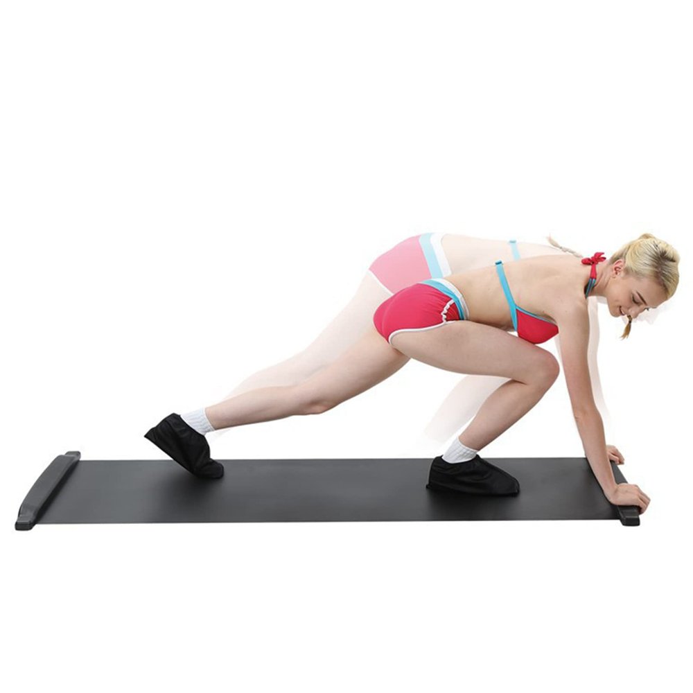 errorpot Slide Board and Slide Board Pro for Exercise 200x50cm with End Stops, Booties & Carrying Bag for Low-Impact Indoor Home Workouts and Sports Training-Black