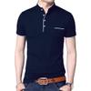 Casual Stand Collar Henley Shirts for Men Summer Short Sleeve Polo Tee Tops with Pocket Slim Fit Henley T-Shirts (US Size 3XL Asia 4XL,Dark Blue) view 1