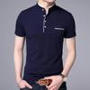 Casual Stand Collar Henley Shirts for Men Summer Short Sleeve Polo Tee Tops with Pocket Slim Fit Henley T-Shirts (US Size 3XL Asia 4XL,Dark Blue) view 3