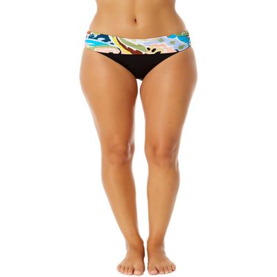 Anne Cole Womens Printed Fold-Over Swim Bottom Separates Black XL