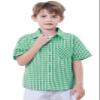 SANGTREE Kids Boys Short Sleeve Plaid Shirt Summer Button Down Shirts for Boy, Gingham Green, 7-8 Years view 2