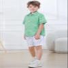 SANGTREE Kids Boys Short Sleeve Plaid Shirt Summer Button Down Shirts for Boy, Gingham Green, 7-8 Years view 4