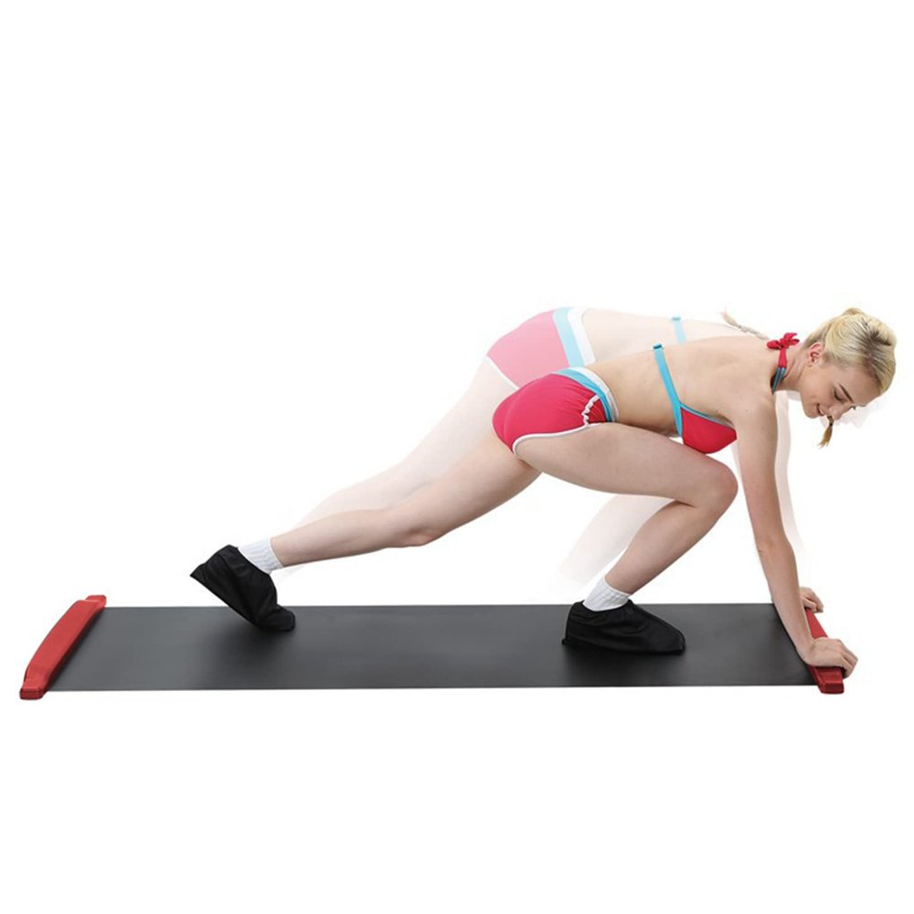 errorpot Slide Board and Slide Board Pro for Exercise 200x50cm with End Stops, Booties & Carrying Bag for Low-Impact Indoor Home Workouts and Sports Training-Red