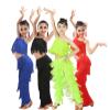 Girls Latin Dance Set Ballroom Plus Size Fringe Tassel Pants and top Solid Fringe Salsa Samba Competition Costume,Pink,M view 3