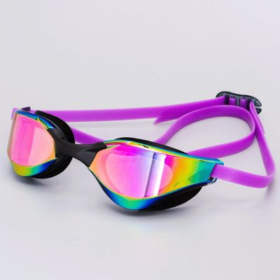 DABEDE Swimming Goggles, Ergonomic Waterproof Swim Goggles with Silicon Headband, for Swimming, Surfing, Kayaking (Color : Purple)
