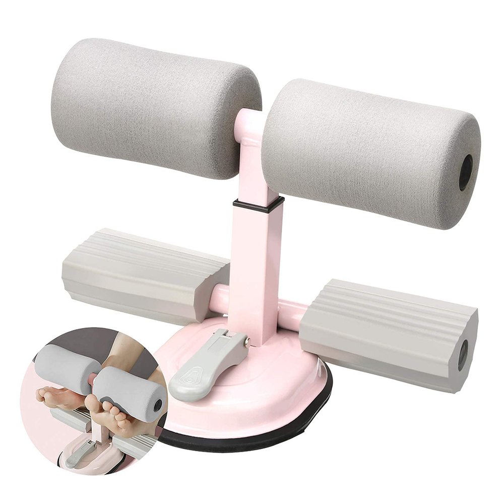 Sit Up Bar Self Suction Sit-up Assistant, Abdominal Exercise Stand Ankle Support Trainer Workout Equipment for Home Gym Fitness-White