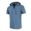 JEsilunmaMY Men's Short Sleeve Lace Up Hoodies Solid Color Cotton Linen Hooded Hippie Shirt Summer Beach Drawstring T-Shirt (US Size XS Asia S,Blue) view 2