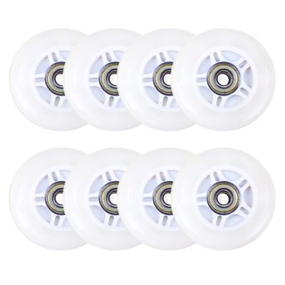 JHKJ Inline Skate Wheels 64mm/ 70mm Luminous Inline Skates Replacement Wheels with Bearings for Indoor/Outdoor 8-Pack,White,70mm