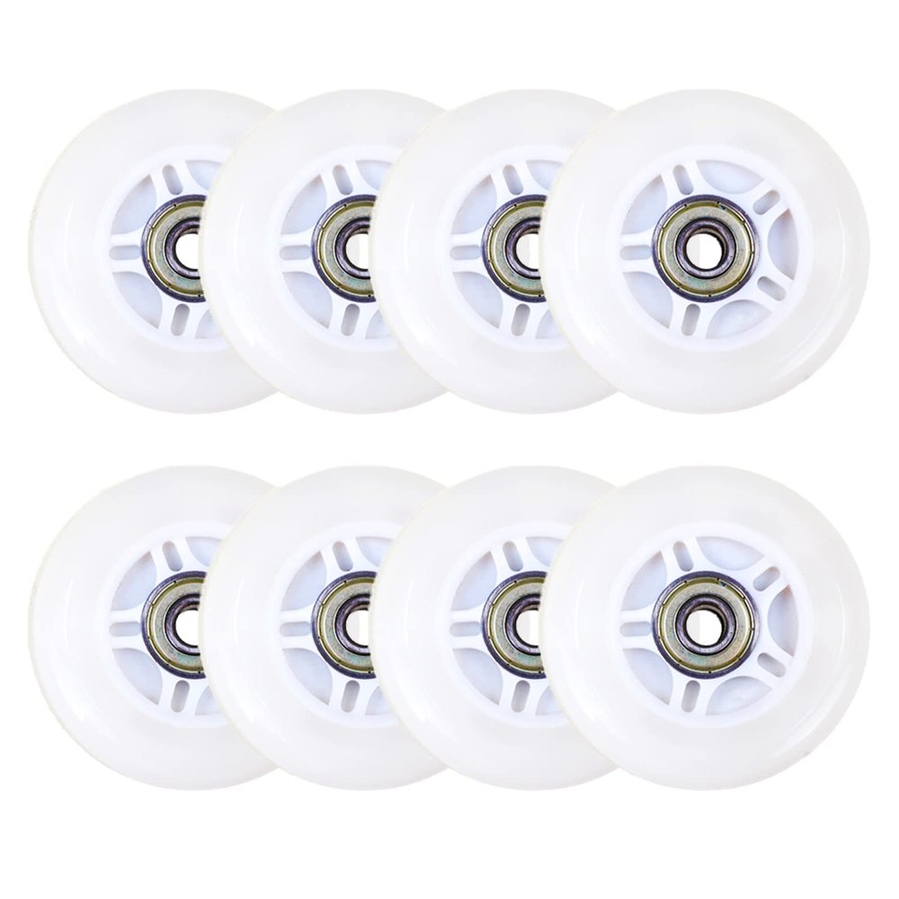 JHKJ Inline Skate Wheels 64mm/ 70mm Luminous Inline Skates Replacement Wheels with Bearings for Indoor/Outdoor 8-Pack,White,70mm