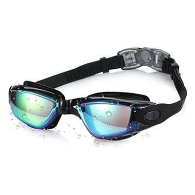 DABEDE Swim Goggles,Silver-Plated Swimming Goggles,Waterproof Anti-Fog HD Adult Swimming Glasses Professional Swimming Glasses (Color : Black)