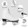 Roller Skates for Women with PU Leather High-top Double Row Rollerskates, Unisex-Adult Indoor Outdoor White Derby Skate Size 7 with Adjustable Fast Braking for Beginner view 2