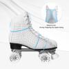 Roller Skates for Women with PU Leather High-top Double Row Rollerskates, Unisex-Adult Indoor Outdoor White Derby Skate Size 7 with Adjustable Fast Braking for Beginner view 4