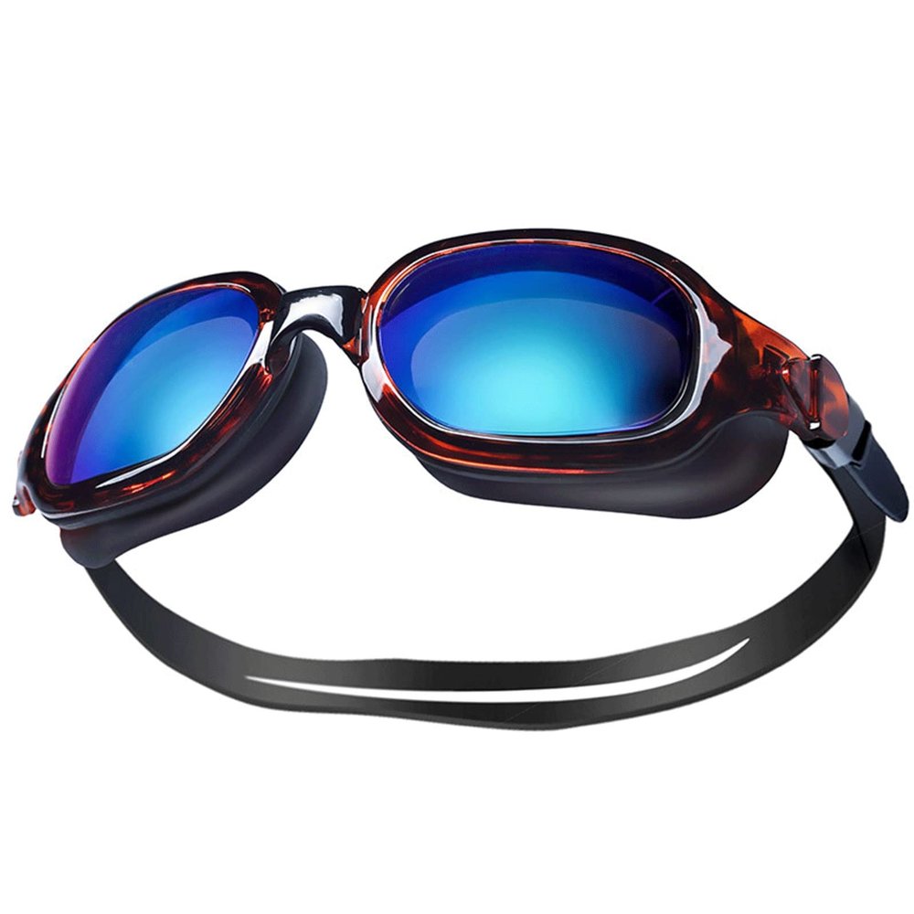DABEDE Swim Goggles, Wide View Swimming Goggles, Anti-fog HD Electroplating Swimming Glasses with Silicone Seal, for Outdoor Surfing (Color : Brown)