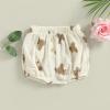 Baby Girl Linen Shorts Cute Flower/Bear/Heart/Dot Print Short Pants One Piece Buttons Bloomers Short Summer Clothes (Bear, 18-24 Months) view 3