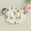 Baby Girl Linen Shorts Cute Flower/Bear/Heart/Dot Print Short Pants One Piece Buttons Bloomers Short Summer Clothes (Bear, 18-24 Months) view 4