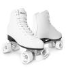 Roller Skates for Women with PU Leather High-top Double Row Rollerskates, Unisex-Adult Indoor Outdoor White Derby Skate Size 6 with Adjustable Fast Braking for Beginner view 1