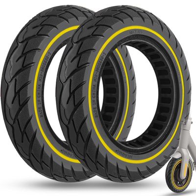 GLDYTIMES 10 inch Solid Tire, 10x2.125, 10x2/54-152 Tubeless Tyre for Turboant X7 Gotrax Apex Hiboy S2 Pro Max Hover-1 Journey Electric Scooter, 50/75-6.1 Replacement Wheel Yellow 2pcs