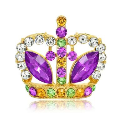 Sparking Rhinestone Crown Brooches For Women Purple Color Rhinestone Pins Buckle Badge Pin Jewelry Accessories for Bridal Wedding
