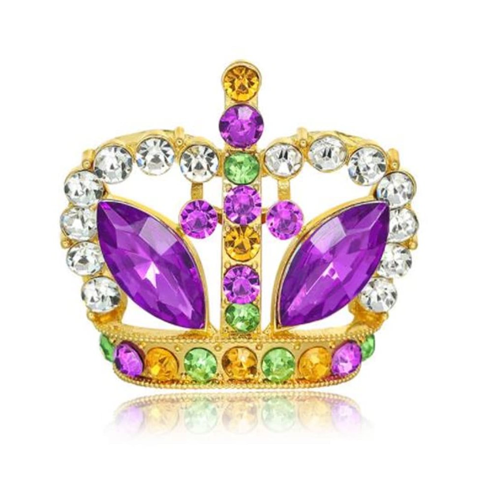 Sparking Rhinestone Crown Brooches For Women Purple Color Rhinestone Pins Buckle Badge Pin Jewelry Accessories for Bridal Wedding