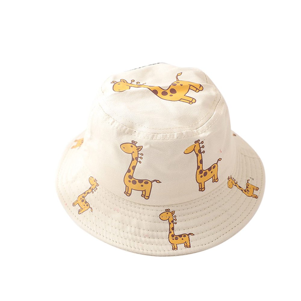 Kids Baby Boys and Girls Cute Giraffe Pattern Hat Foldable Bucket Hats Sunscreen Fisherman Cap for 1~4 Years (Beige, One Size)