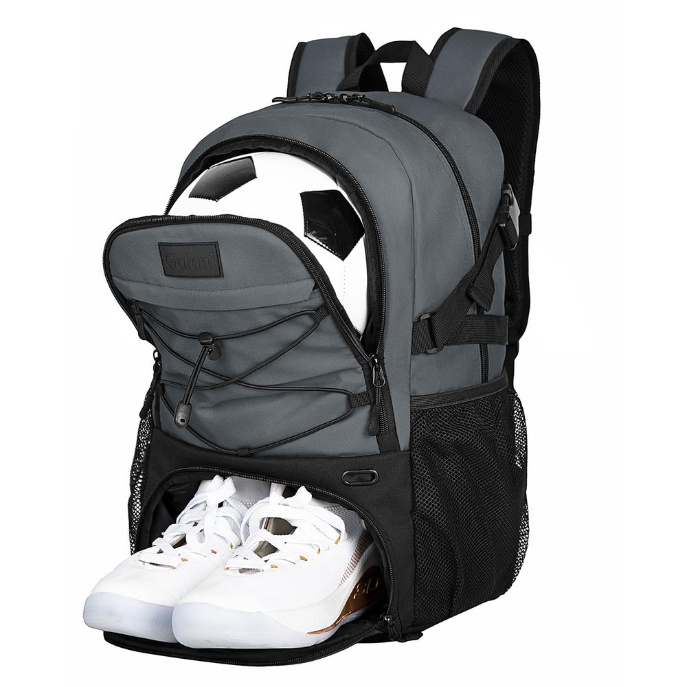 Goloni Soccer Backpack,Basketball Backpack with Ball Compartment & Shoe Compartment,Sports Bag for Basketball,Soccer, Football, Volleyball, Swim, Gym, Travel