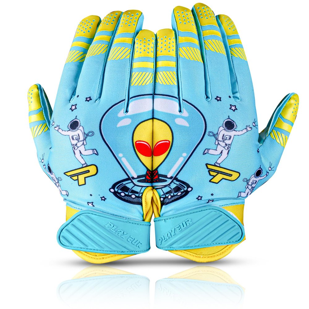 PLAYEUR Premium Football Gloves for Kids Youth & Adults-Premium Sticky Receiver with Adaptive Fit Technology-Ultra-Grip Performance