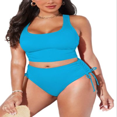 Pink Queen Women Bikini Sets Summer High Waisted Beach Vacation Tankini 2 Pcs Tummy Control Swimsuits 2026 Two Piece Swim Bathing Suit Size M, Sky Blue