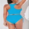 Pink Queen Women Bikini Sets Summer High Waisted Beach Vacation Tankini 2 Pcs Tummy Control Swimsuits 2026 Two Piece Swim Bathing Suit Size M, Sky Blue view 3