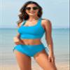 Pink Queen Women Bikini Sets Summer High Waisted Beach Vacation Tankini 2 Pcs Tummy Control Swimsuits 2026 Two Piece Swim Bathing Suit Size M, Sky Blue view 4