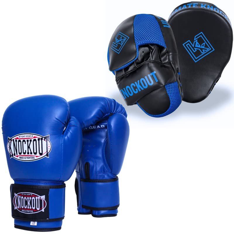 Boxing Gloves and Pads Focus Mitts Set for Kickboxing, Muay Thai MMA Training, Fitness Kit with Punching Pads for Martial Arts