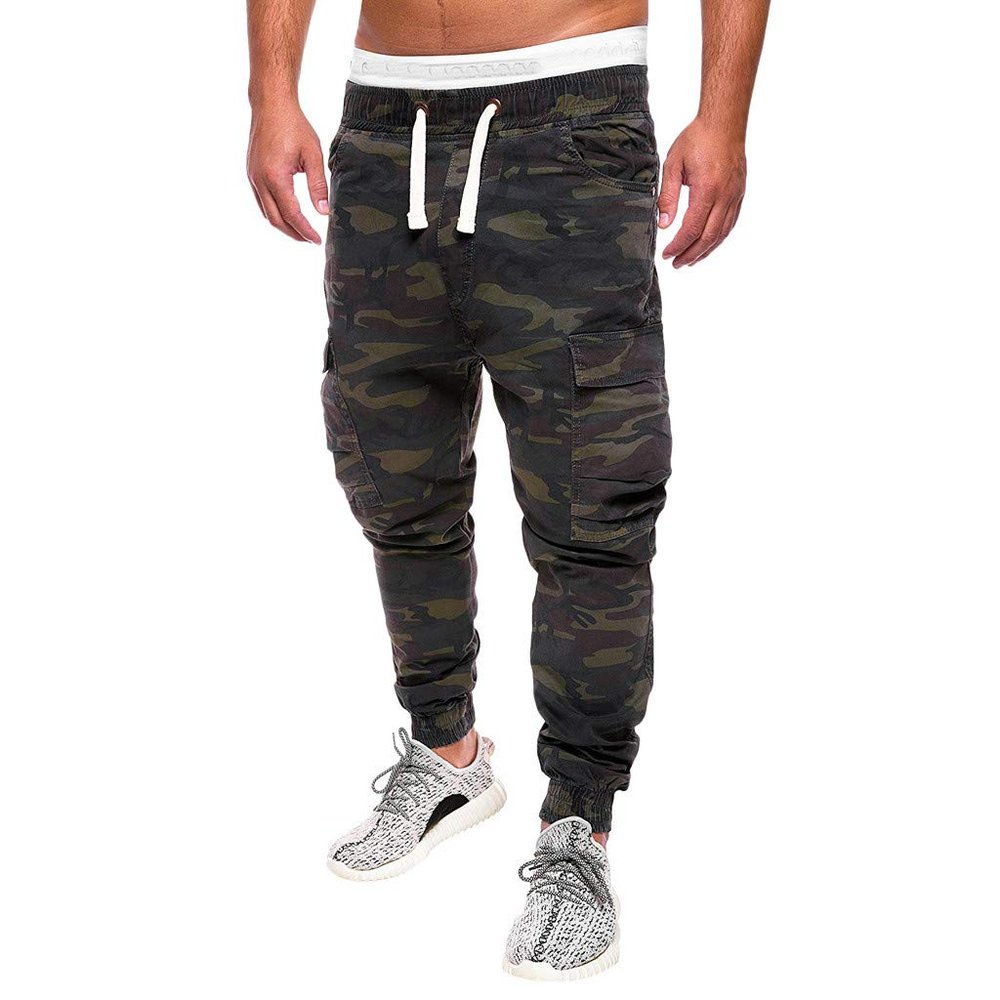 ZYXTIM Mens Joggers Cargo Pants Vintage Paratrooper Fatigue Slim Fit Casual Tactical Wild Army Combat Camo Cargo Work Pants
