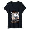 Womens June 1968 55th Birthday Shirt 55 Years Old V-Neck T-Shirt view 1