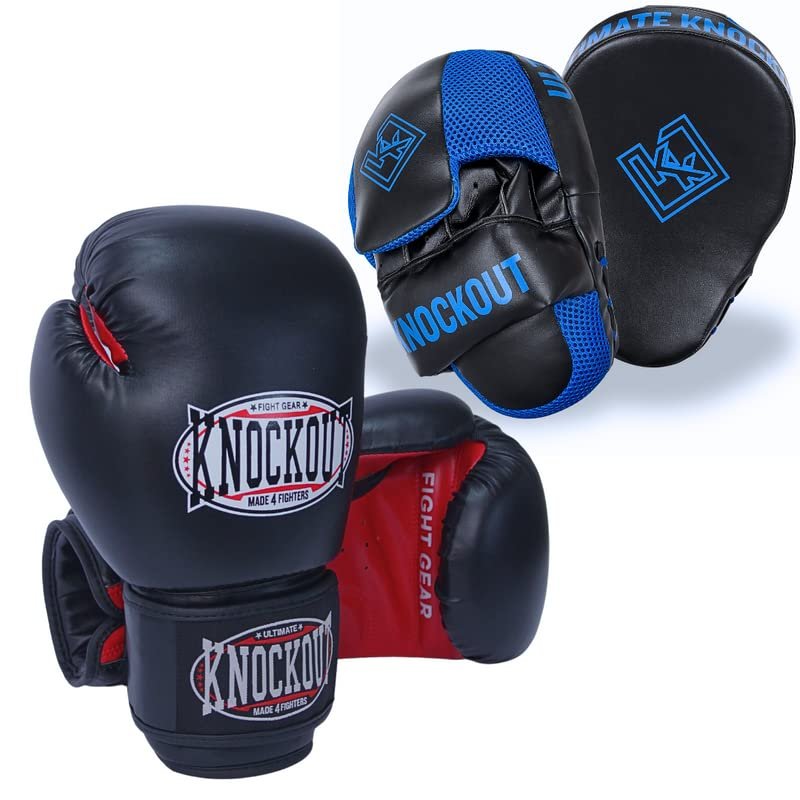Boxing Gloves and Pads Focus Mitts Set for Kickboxing, Muay Thai MMA Training, Fitness Kit with Punching Pads for Martial Arts