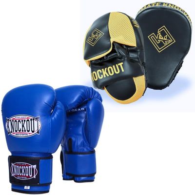 Boxing Gloves and Pads Focus Mitts Set for Kickboxing, Muay Thai MMA Training, Fitness Kit with Punching Pads for Martial Arts