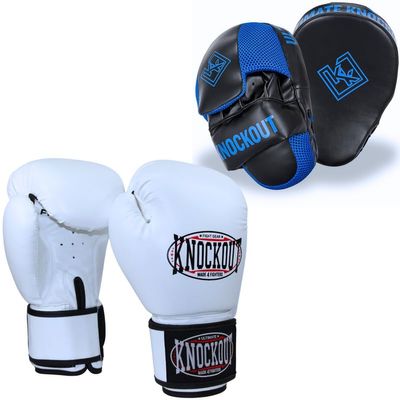 Boxing Gloves and Pads Focus Mitts Set for Kickboxing, Muay Thai MMA Training, Fitness Kit with Punching Pads for Martial Arts