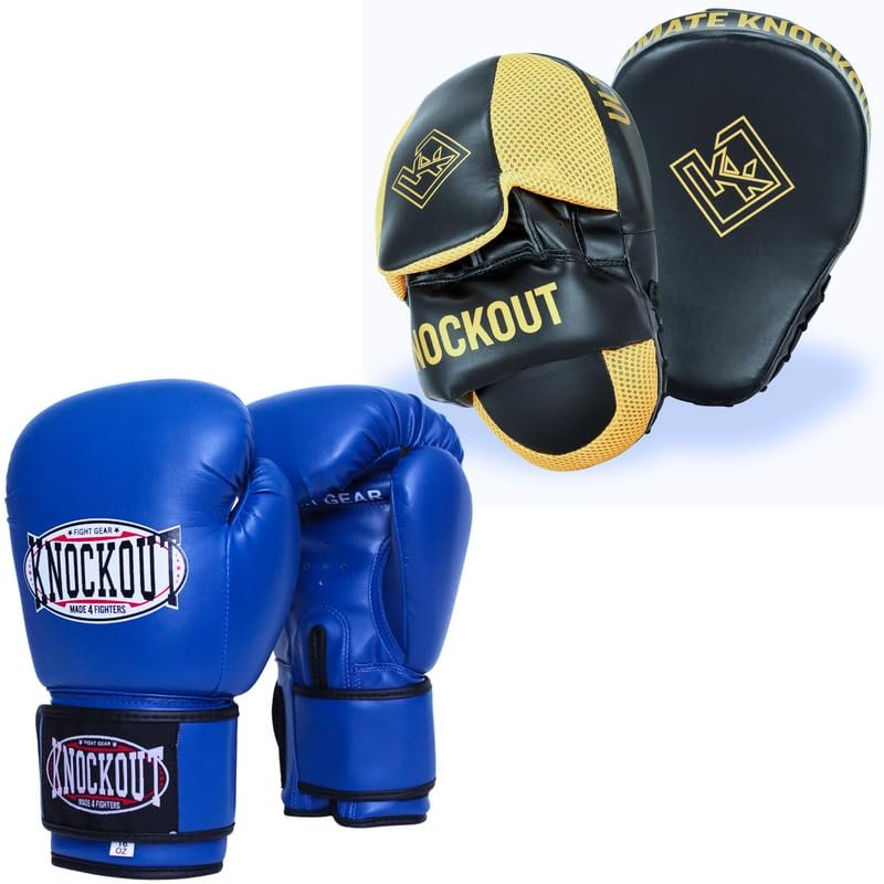 Boxing Gloves and Pads Focus Mitts Set for Kickboxing, Muay Thai MMA Training, Fitness Kit with Punching Pads for Martial Arts