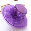 Women Vintage Sun Hat Church Wide Brim Wedding Dress Hats Flower Fascinator for Tea Party Bridal Cloche Bowler Hat Purple view 2
