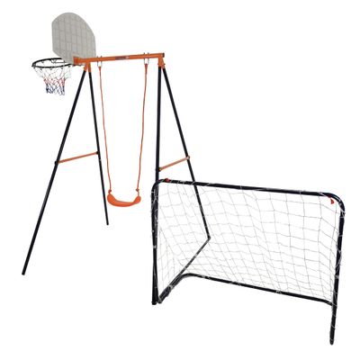 Hedstrom Triton: 3 in 1 With Football Goal, Basketball Hoop, and Swing Combination Set - Multi-Activity Fun for Children aged 3-10 Years - Robust Steel Frame - Easy Assembly With Ground Pegs Included.