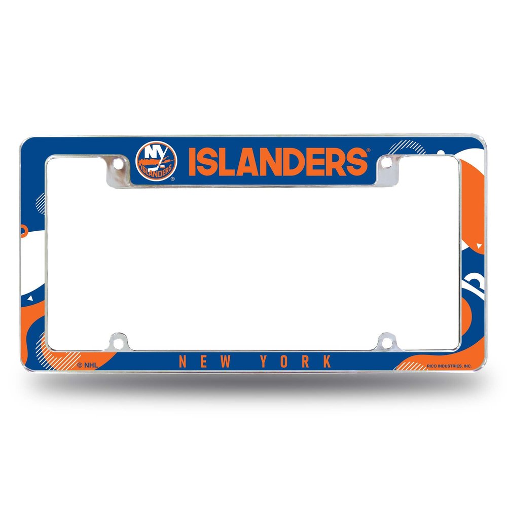 Rico Industries NHL Hockey New York Islanders Wave 12" x 6" Chrome All Over Automotive License Plate Frame for Car/Truck/SUV