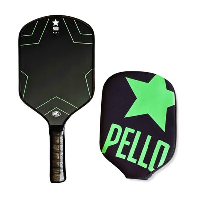 PELLO PXVI Elongated Carbon Fiber Pickleball Paddle | USAPA Approved | Toray 700 Carbon Fiber face | Polypropylene Honeycomb Core | Pickle Ball Racquet for Power, Spin and Control (Black)