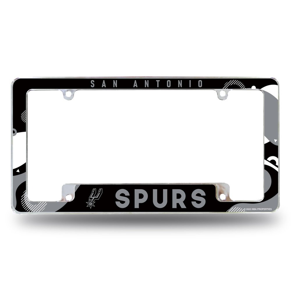NBA Basketball San Antonio Spurs Wave 12" x 6" Chrome All Over Automotive License Plate Frame for Car/Truck/SUV
