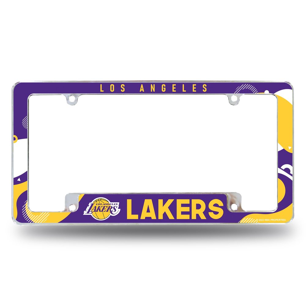 NBA Basketball Los Angeles Lakers Wave 12" x 6" Chrome All Over Automotive License Plate Frame for Car/Truck/SUV