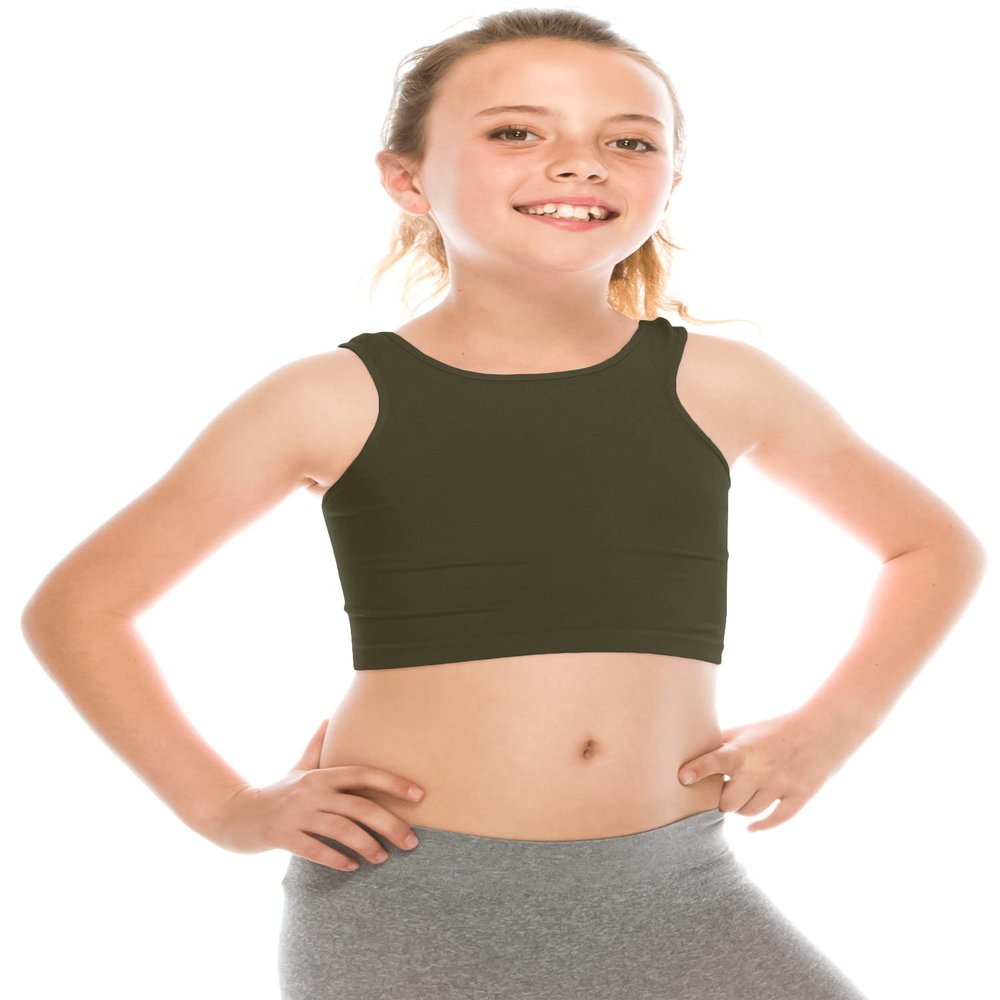Kurve Girls' Seamless Sleeveless Crop Tank Top for Dance & Everyday