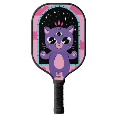 TigerTail Sports Purple Cat Colorful Design Pickleball Paddle, USA Pickleball Approved, Black Trim